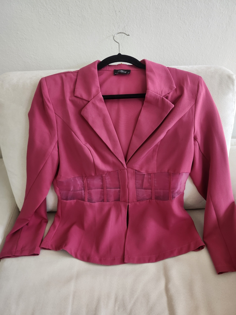 Women's Pink Tailored Waist-Detail Blazer